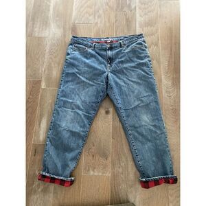 Eddie Bauer Jeans Men's 40x32 Blue Denim Flannel Lined Straight Zip Fly Retro